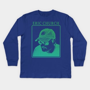 eric church - green solid style, Kids Long Sleeve T-Shirt